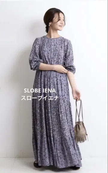 SLOBE IENA 멀티 패턴 플라워 프린트 티어드 원피스
