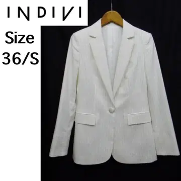 INDIVI 화이트 스트라이프 테일러드 자켓 36/S