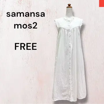 사만사 모스모스 레이스 슬리브리스 원피스 코튼 린넨 화이트