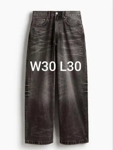 30/30 H&M 슈퍼 배기 데님 블랙