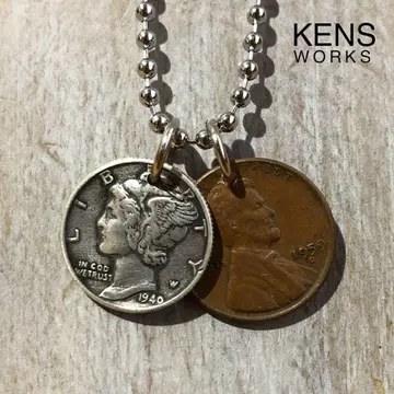 USA 머큐리 다임 은화 & 1센트 목걸이