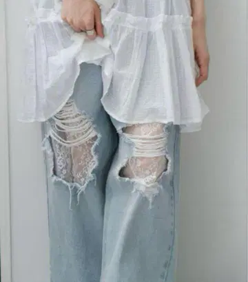 카스타네 kastane 레이스 데님 팬츠