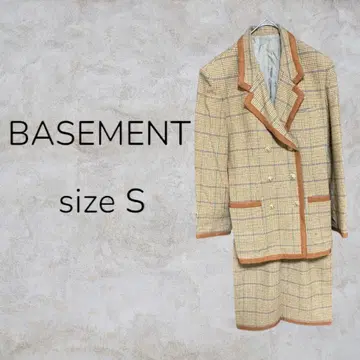BASEMENT 셋업 체크 무늬 레트로 자켓 스커트