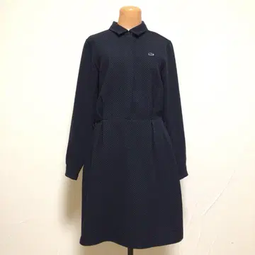 Lacoste 원 포인트 악어 올 패턴 롱 원피스 네이비 M