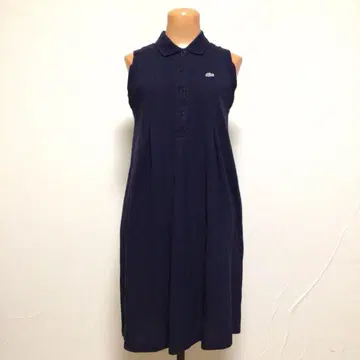 Lacoste 원 포인트 악어 슬리브리스 폴로 원피스 네이비 36