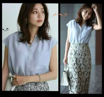 저스길리티 펄 버튼 에어리 프렌치 블라우스