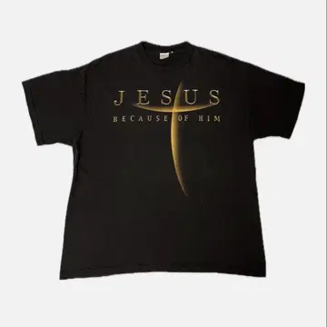 JESUS BECAUSE OF HIM 티셔츠 블랙 usa제 Jesus