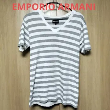 ARMANI 스트라이프 V넥 티셔츠 M 사이즈