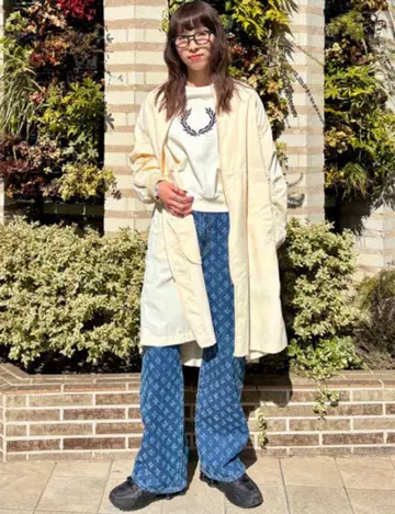 Ray BEAMS 스트레이트 데님 다크 블루