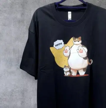 디즈니 고양이 및 베이맥스 티셔츠 블랙 오버 사이즈