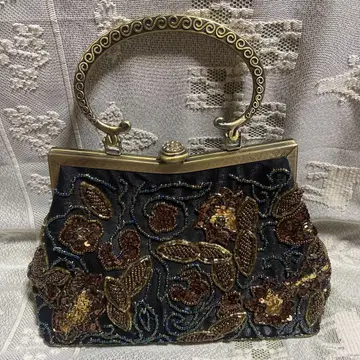 vintage 앤티크 가마구치 핸드백 스팽글 비즈