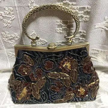 vintage 앤티크 가마구치 핸드백 스팽글 비즈