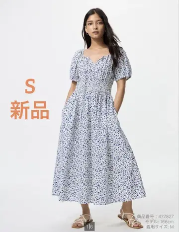 유니클로 볼륨 슬리브 원피스 S