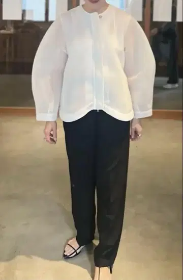 ella 시어 블루종 화이트