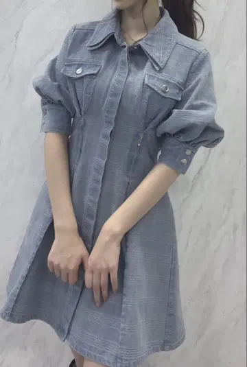 dazzlin 지퍼 쉐이프 미니 셔츠 원피스