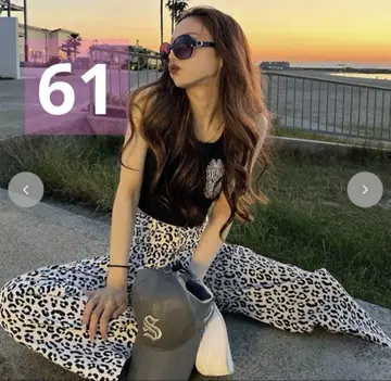 shoko 아베일 콜라보 레오파드 팬츠 61 화이트