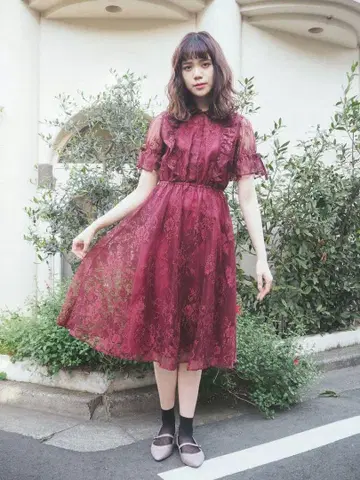 LEBECCA boutique 버건디 레이스 원피스