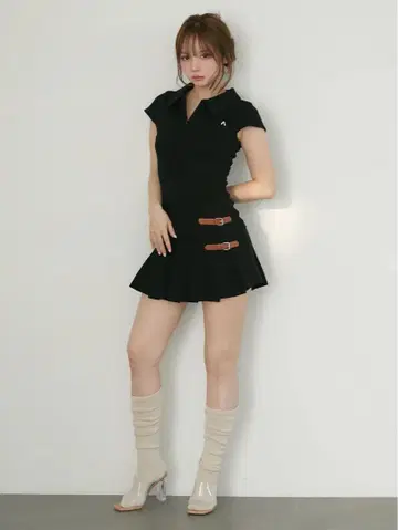 앤드메리 루나 플리츠 미니 드레스