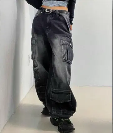 .KOM 블랙 카고 팬츠 y2k