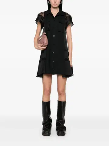 SACAI Suiting x Satin Dress 패널 드레스