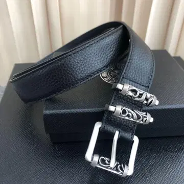 블랙 가죽 장식 버클 벨트