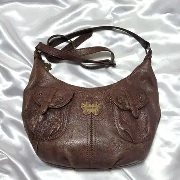 ANNA SUI 반달형 버터플라이 꽃무늬 숄더백 브라운