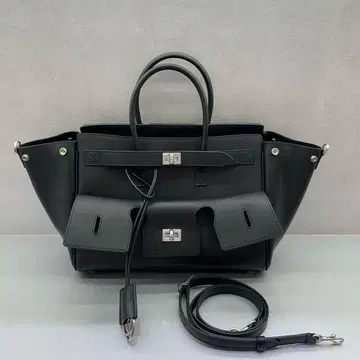 블랙 천연 가죽 숄더백 30*10*24cm