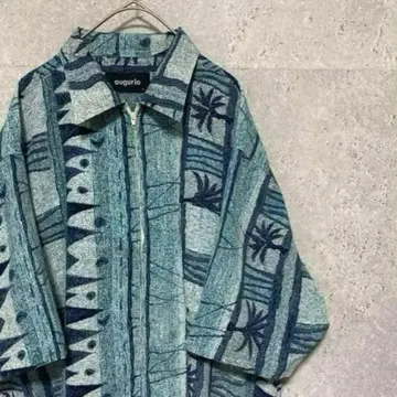 90년대 빈티지 패턴 셔츠 반팔 남성용 구제 의류 L 개성파 폴리에스테르
