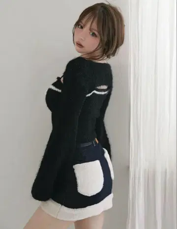 앤드메리 퍼 포켓 데님 스커트