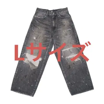 TSY 찢어진 와이드 스트레이트 데님 블랙