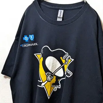 길단 NHL 피츠버그 펭귄 빅 로고 티셔츠 블랙 검정 XL 구제 의류
