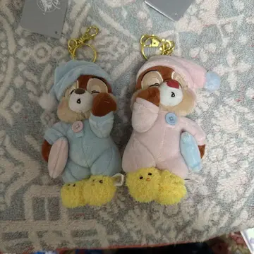 디즈니 스토어 칩과 데일 봉제 인형 키링 파자마 키체인