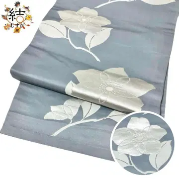 MO-3021 나고야 오비 꽃무늬 은실 상서로운 쥐색