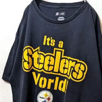 NFL 피츠버그 스틸러스 빅 로고 티셔츠 블랙 검정 XL 구제 의류