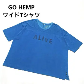 GO HEMP 고 헴프 와이드 티셔츠 컷소 블루 M