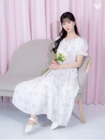 evelyn 꽃무늬 개더 롱 OP