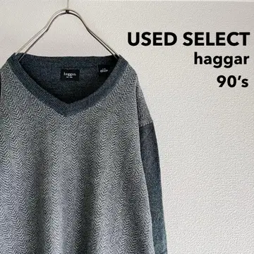 구제 의류 90년대 "haggar" V넥 아크릴 니트 / 얇은 소재