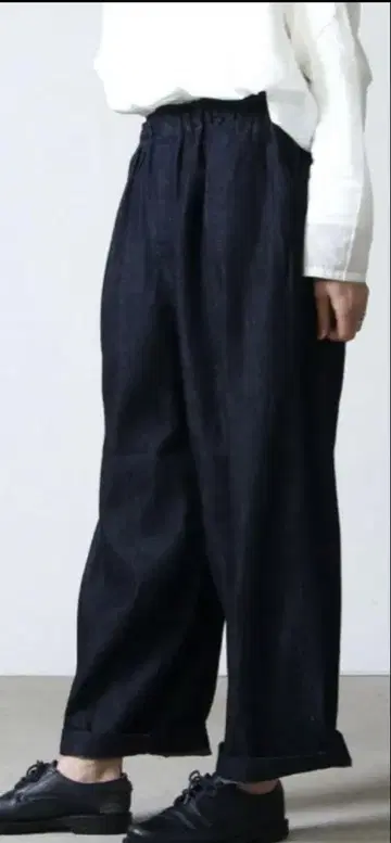 미즈이로 인드 데님 와이드 팬츠