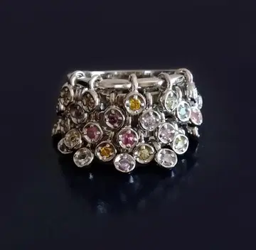 이탈리아제 실버 반지 SILVER925 흔들리는 컬러풀 CZ 약 15호