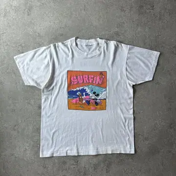 80s90s 미키 & 도날드 티셔츠 USA제 화이트 L 상당 양면