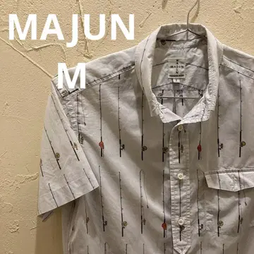 MAJUN 마준 카리유시 의류 낚싯대 패턴 반팔 셔츠 사이즈 M