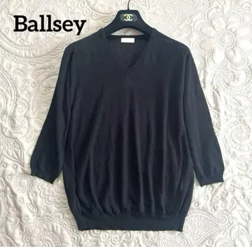 Ballsey V넥 니트 7부 소매 실크 린넨 투모로우랜드