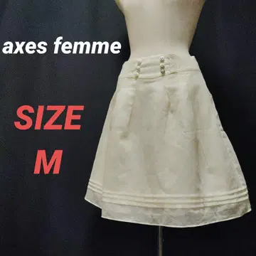 axes femme 엑시즈팜 플레어 스커트 레이스 화이트 무릎 기장 M