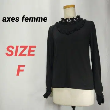axes femme 엑시즈팜 긴팔 티셔츠 꽃 장식 레이스 블랙