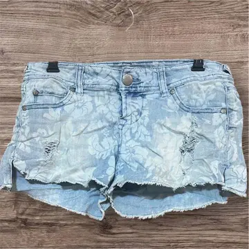 꽃무늬 데님 숏 팬츠 숏 팬츠 하프 팬츠
