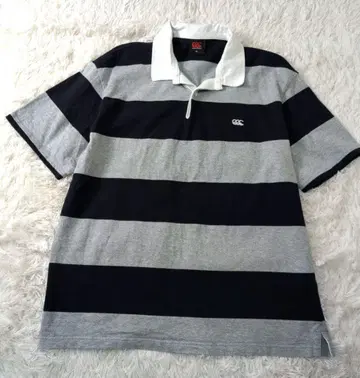 canterbury 피케 셔츠 보더 자수 로고 면100% XL