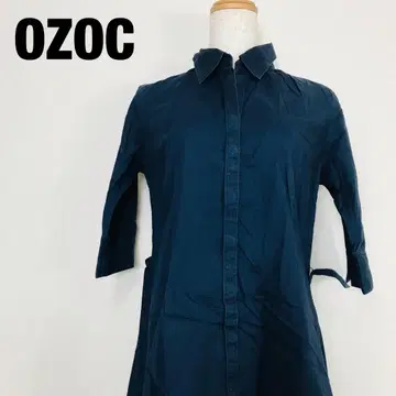 OZOC 오조크 반팔 무릎 기장 셔츠 원피스 네이비 38 사이즈 C1