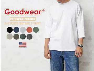 Goodwear 7부 소매 풋볼 티셔츠 3장 세트