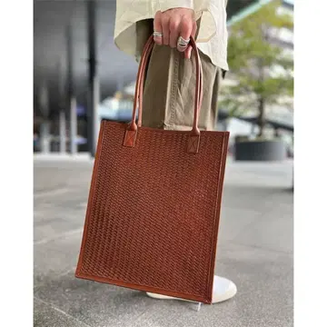 새상품급 SHIPS 쉽스 남성용 토트백 가죽 캔버스 브라운