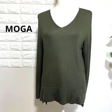 MOGA 니트 넥 얇은 소재 긴팔 카키 여성용 M
